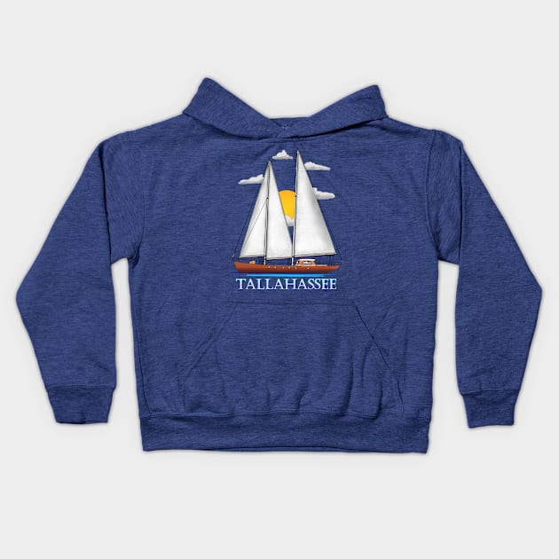 Tallahassee Florida Coastal Nautical Sailing Sailor Kids Hoodie by macdonaldcreativestudios